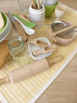 Kitchen utensils without plastic Stock Photos