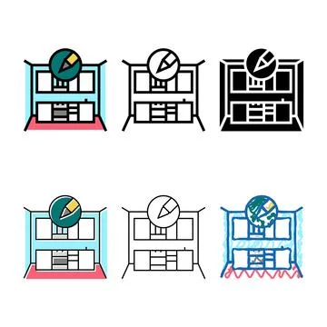 Kitchen variety design room interior color icon vector 스톡 일러스트