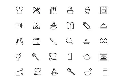 Kitchen Vector Icons Stock Illustration