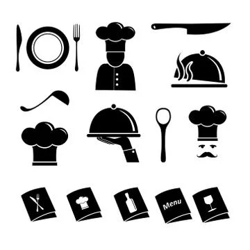 Kitchen vector icons set Stock Illustration