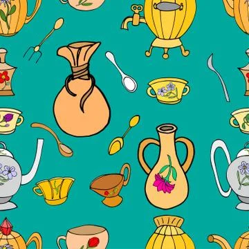 Kitchen vector pattern Illustrazione stock