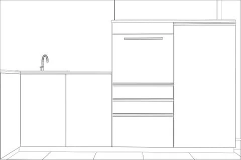 Kitchen vector sketch interior. Illustration created of 3d Stock-Illustration