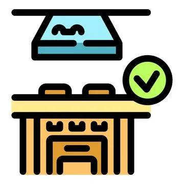 Kitchen ventilation system getting approved during inspection Stock Illustration