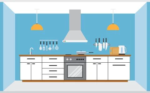 Kitchen wall interior Illustrazione stock