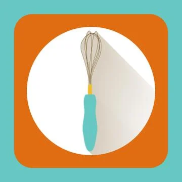 Kitchen ware beater. Vector flat icon with long shadow Stock Illustration