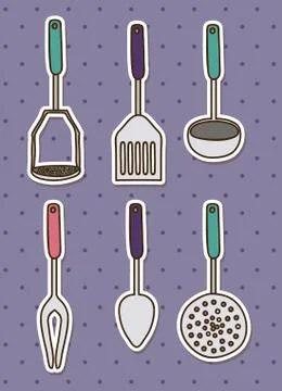 Kitchen ware design over purple background, vector illustration Stock Illustration
