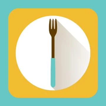 Kitchen ware fork. Vector flat icon with long shadow Illustrazione stock