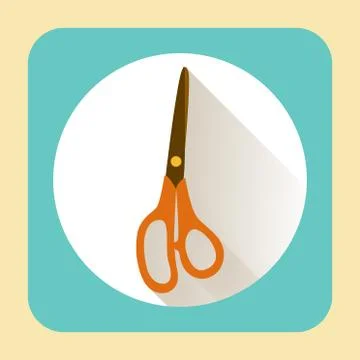 Kitchen ware scissors. flat icon with long shadow Stock Illustration