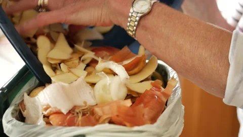 Kitchen waste being discarded Stock Footage 132831209