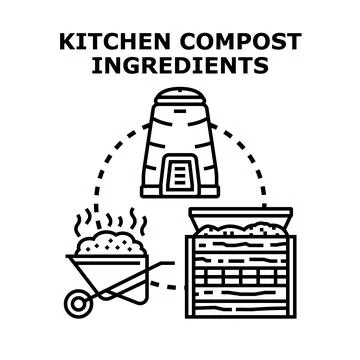 Kitchen waste composting process creating organic fertilizer Ilustración de archivo