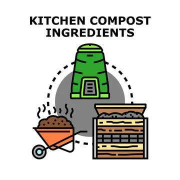 Kitchen waste composting process creating organic fertilizer Stock Illustration