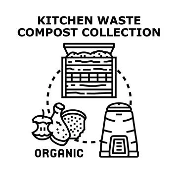 Kitchen waste organic compost collection processing 스톡 일러스트