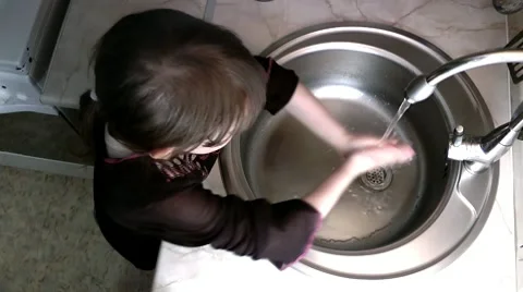 Kitchen, week-day, corrosion-proof sink, the top view Stock-Footage 10575184