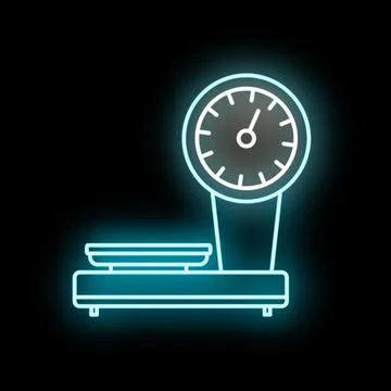 Kitchen weighing scale neon glowing line icon Stock Illustration