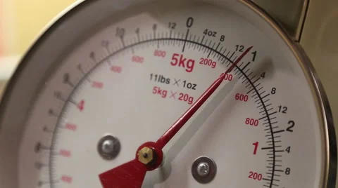 Kitchen Weighing Scales Close Up Stock Footage 46523479