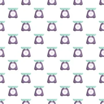 Kitchen weighing scales repeating pattern for cooking background 库存插图