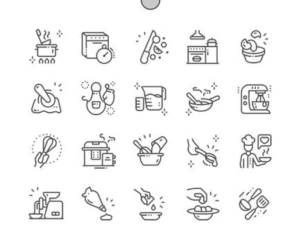 Kitchen Well-crafted Pixel Perfect Vector Thin Line Icons 30 2x Grid for Web Ilustração Stock