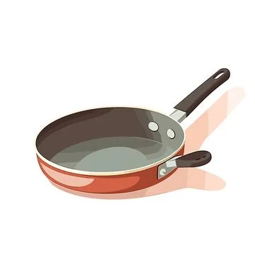 Kitchen Whimsy: Cartoon-Style Frying Pan and Utensils Stock Illustration