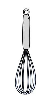 Kitchen whisk, cooking or baking kitchen design element, vector Stock Illustration