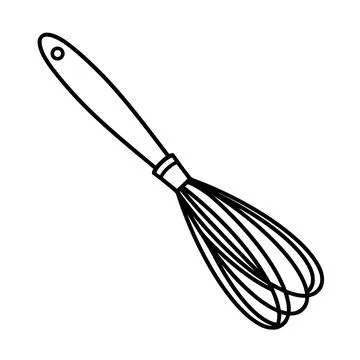 Kitchen whisk hand drawn vector icon. A culinary tool for beating eggs Stock Illustration