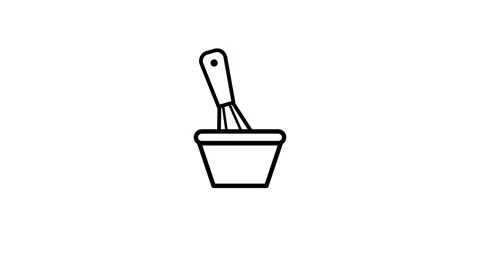 Kitchen whisk icon drawing animation isolated on white background Stock Footage 341552218
