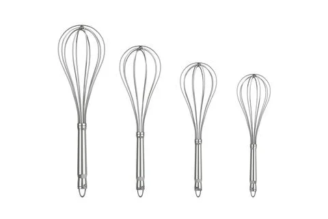 Kitchen Wire Whisk Eggs Beaters in Different Sizes. 3d Rendering Stock Illustration
