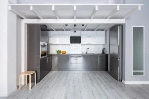Kitchen with wooden ceiling Stock-Fotos