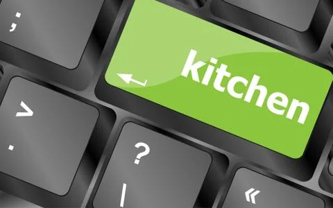 Kitchen word on computer keyboard keys. laptop button Stock Illustration