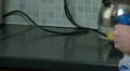 Kitchen work top being scrubbed HD Footage