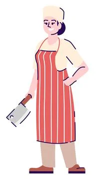 Kitchen worker semi flat RGB color vector illustration Stock Illustration