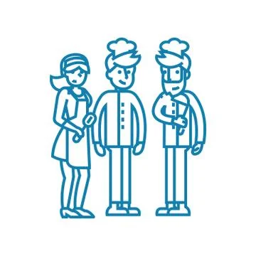 Kitchen workers linear icon concept. Kitchen workers line vector sign, symbol Stock Illustration