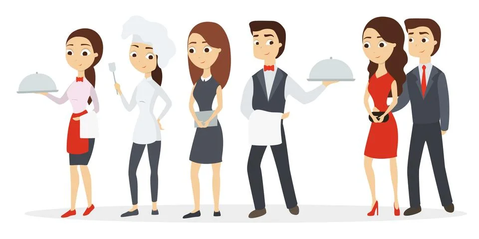 Kitchen workers set. Stock Illustration