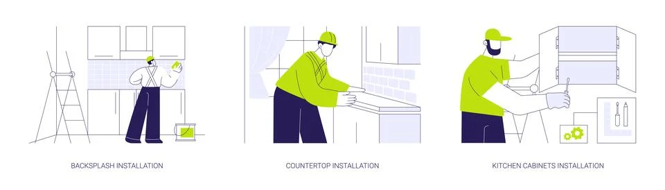 Kitchen works abstract concept vector illustrations. Ilustración de archivo