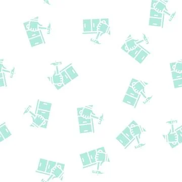 Kitchen worktop repair glyph vector seamless pattern 库存插图