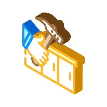 Kitchen worktop repair isometric icon vector illustration Stock Illustration