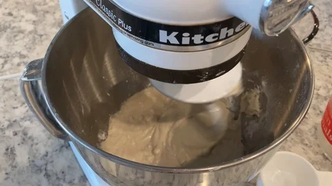 Kitchenaid stirring dough Stock Footage 127259788