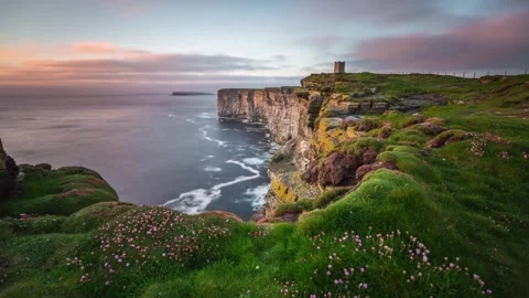 Kitchener's Memorial with a View of the Brough of Birsay HD time Lapse Video stock 256084090