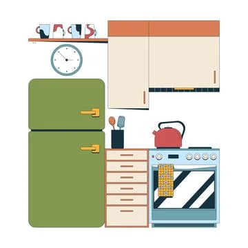 Kitchenette 2D vector illustration イラスト素材