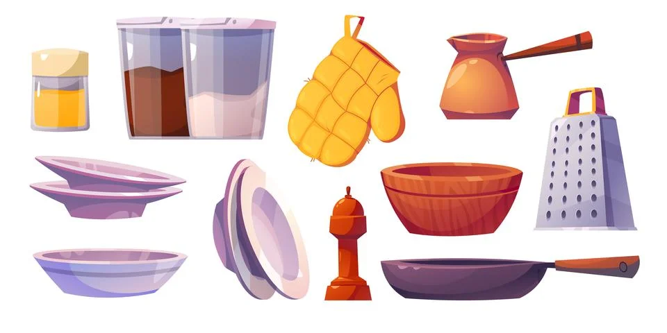 Kitchenware and cook tool vector illustration set Stock Illustration