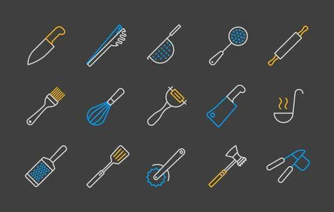 Kitchenware and kitchen vector flat icon set Stock Illustration