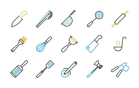 Kitchenware and kitchen vector flat icon set Stock Illustration