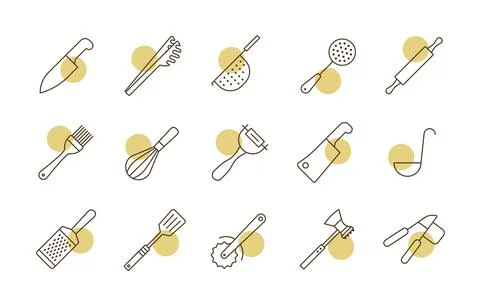 Kitchenware and kitchen vector icon set Stock Illustration