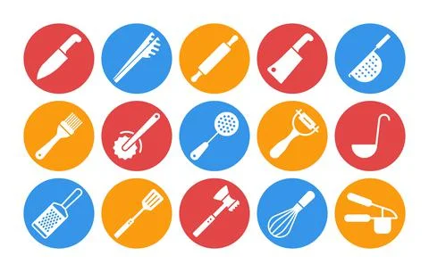 Kitchenware and kitchen vector icon glyph set Stock Illustration