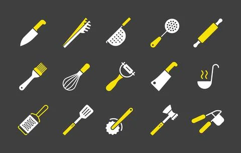 Kitchenware and kitchen vector icon set Stock Illustration