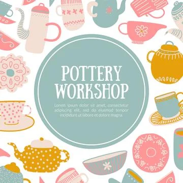 Kitchenware and Pottery Workshop Banner Design Vector Template Stock Illustration