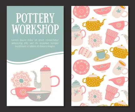 Kitchenware and Pottery Workshop Banner Design Vector Template Stock Illustration