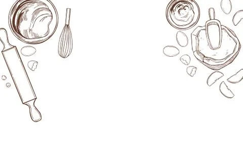 Kitchenware  for baking pies.  Vector background. Stock Illustration