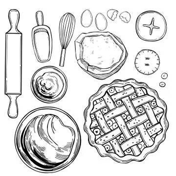 Kitchenware  for baking pies.  Vector  illustration. Stock Illustration
