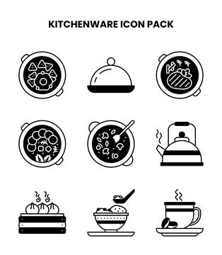 Kitchenware DuoTone Bundle Icons Pack 스톡 일러스트