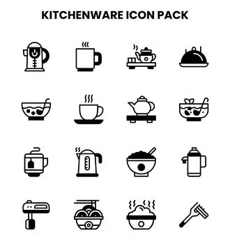 Kitchenware DuoTone Design Icons Pack Stock Illustration